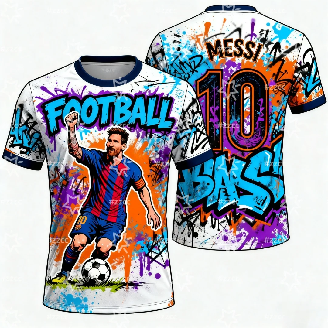 Gedenkausgabe von Messi's Nr. 10-Fußballtrikot Herbst Sport trocken schnell Herren T-Shirt Kinderbekleidung T-Shirt Y2k Frau
