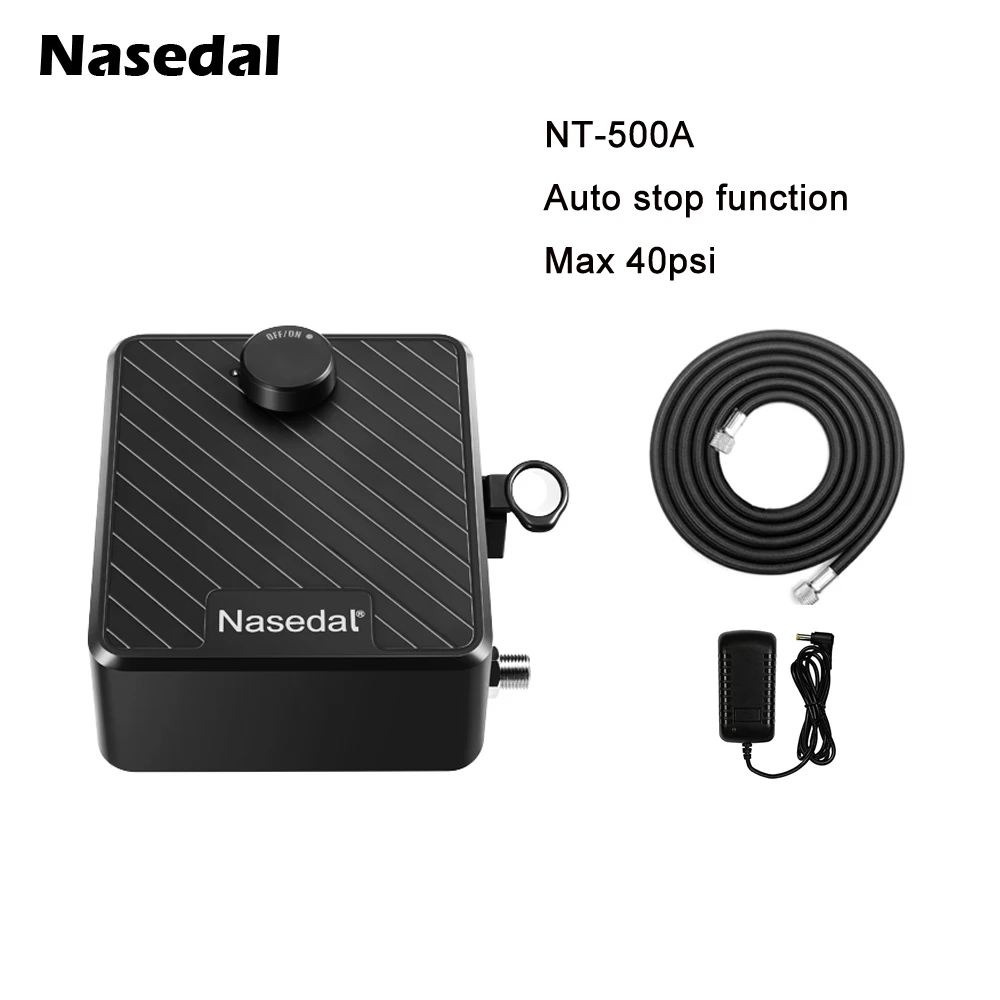 Nasedal Airbrush Kit Upgraded 40 PSIAirbrush Compressor for Nail Makeup Model Cake DIY Painting Hobby Tools 0.2mm/0.3mm/0.5mm