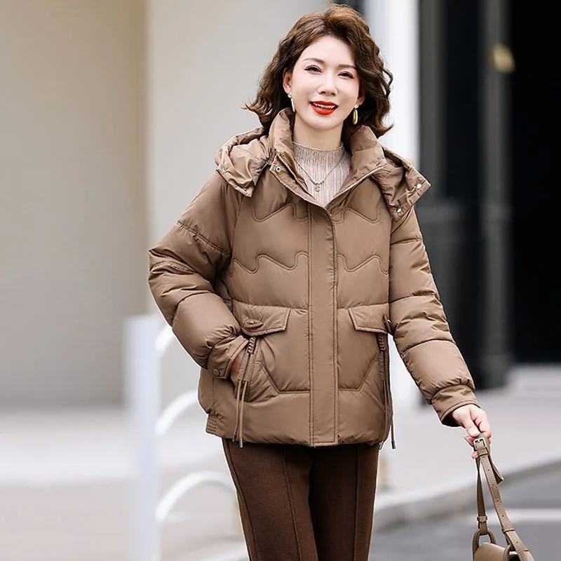 Mother Winter Down Cotton-Padded Clothes 2026new Winter Jacket short  cotton-padded jacket Women Solid Color Thick Hooded Parka