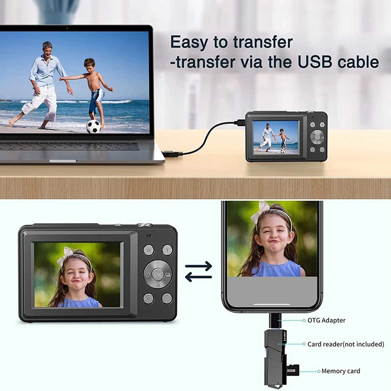 1 Set 2.4 Inch LCD Screen 16X Digital Zoom Plastic With USB Charging Cable 44MP Compact Camera