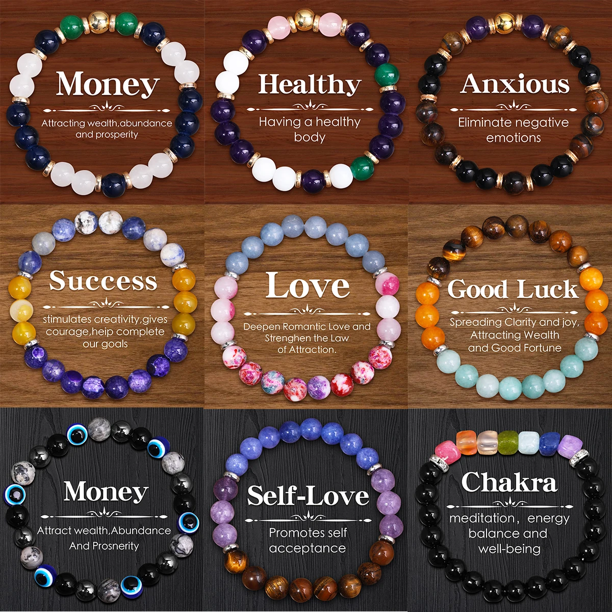 Pulsera de piedra prosperidad abundancia pulsera curativa relajación, pulsera de mejora de éxito Pulseira da sorte Pulsera de la