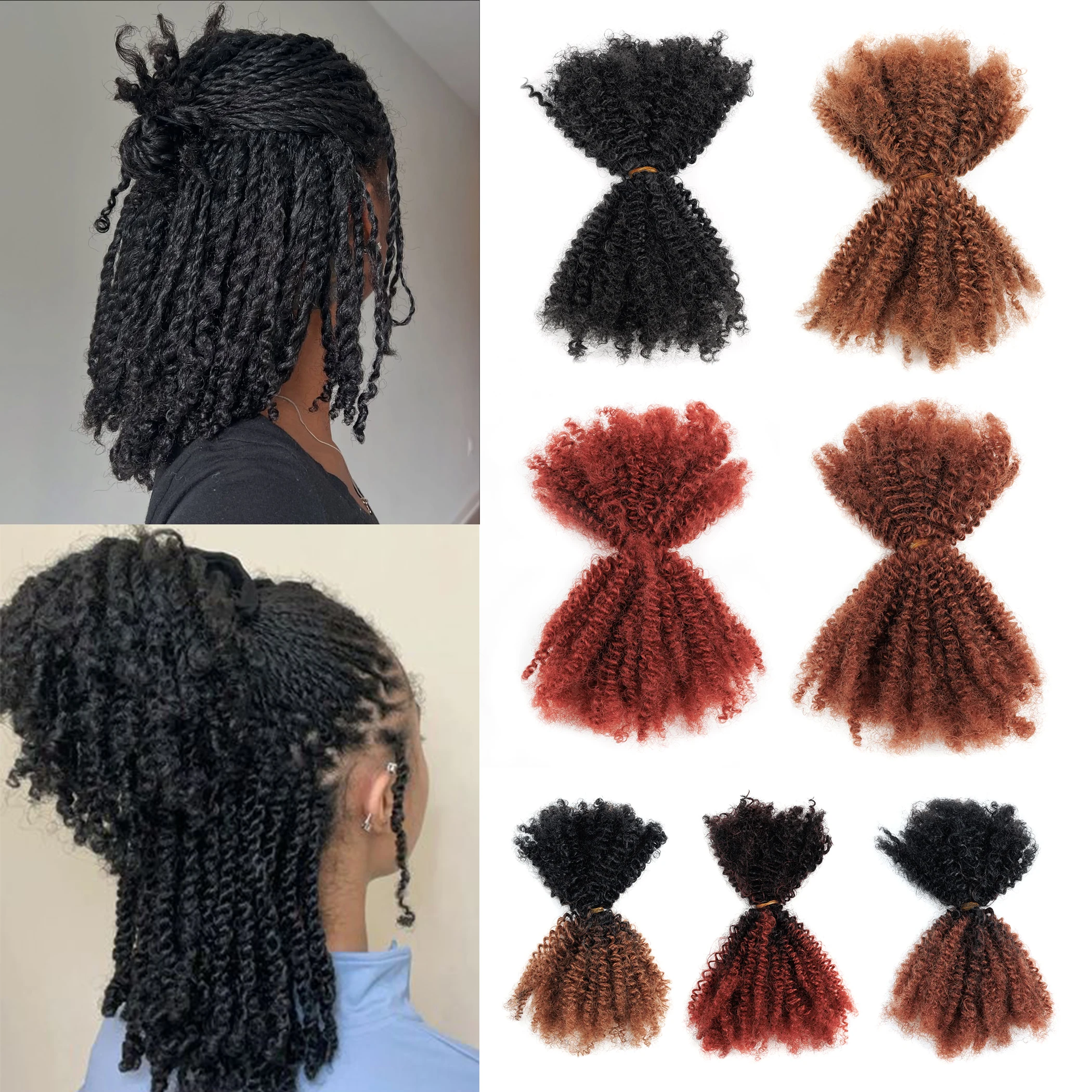 Soft Blend Hair 4b Double Drawn Afro Kinky Bulk Curly Braids Mix Hair 50g Kinky for Twist