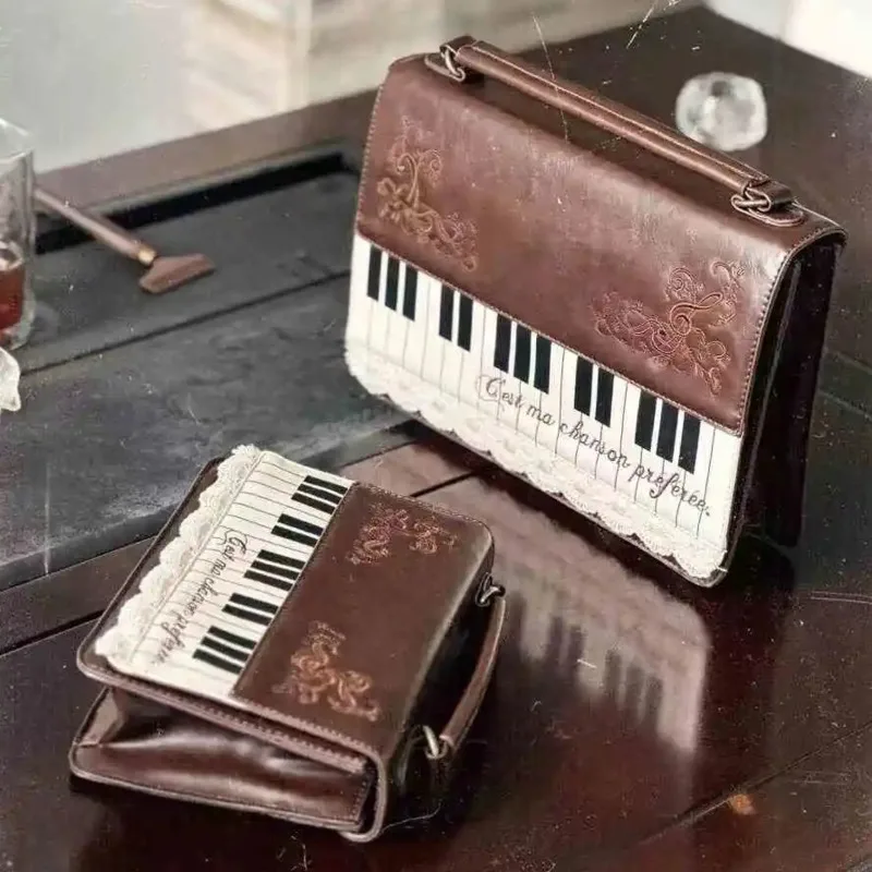 Piano Lace Backpacks Y2K Crossbody Backpacks Girl HIA Retro Artistic Simple Texture Briefcase Mini Phone Bag Shoulder Bag New