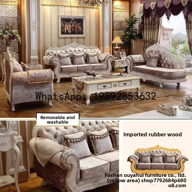 CZ Fabric Sofa Small Apartment Hotel Living Room Chaise Three-Seater Removable and Washable