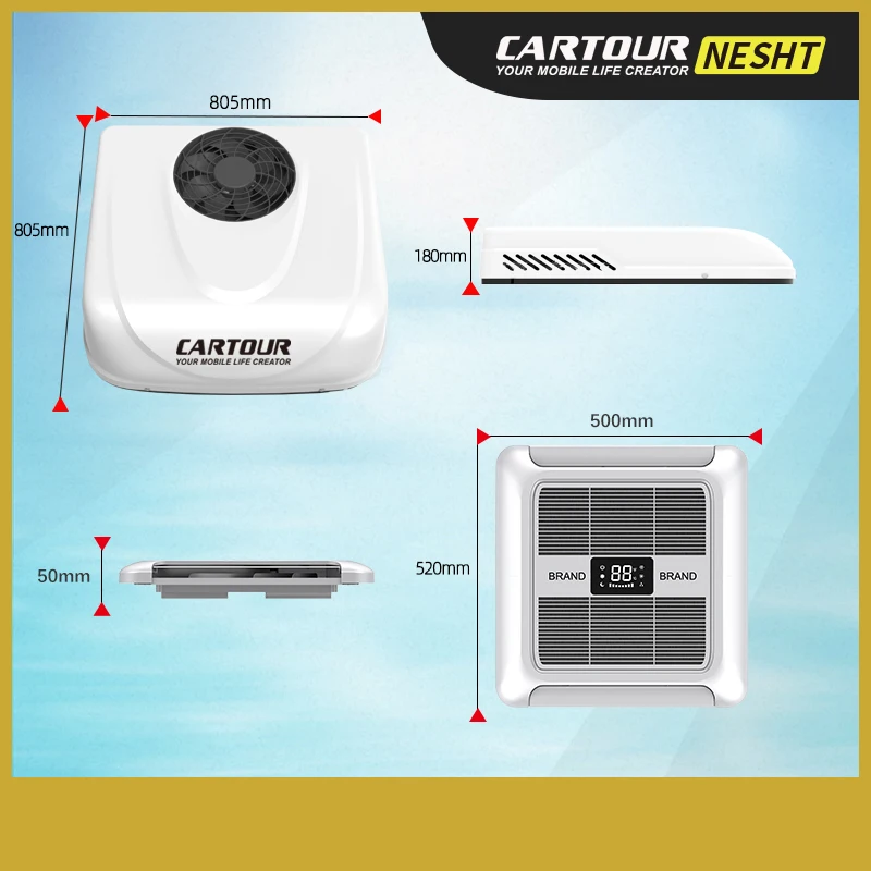جيد 12 فولت 24 فولت تيار مستمر ضاغط عاكس RV مكيفات الهواء شاحنة تخييم على السطح وقوف السيارات مكيفات الهواء مع منفاخ فرش #4