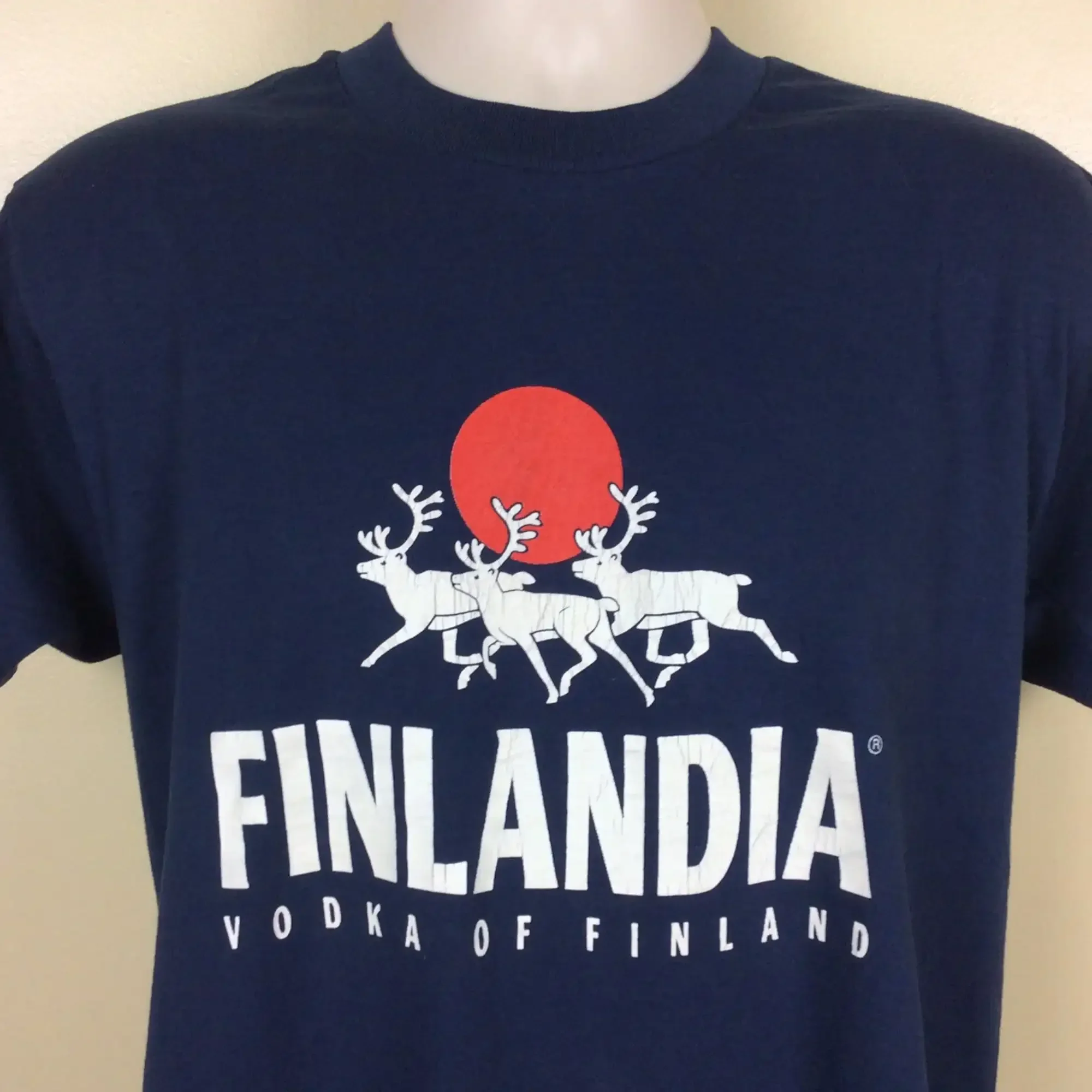 Camiseta Vodka Finlandia de los años 80 y 90, azul, M/L, Screen Stars, Alcohol, Booze