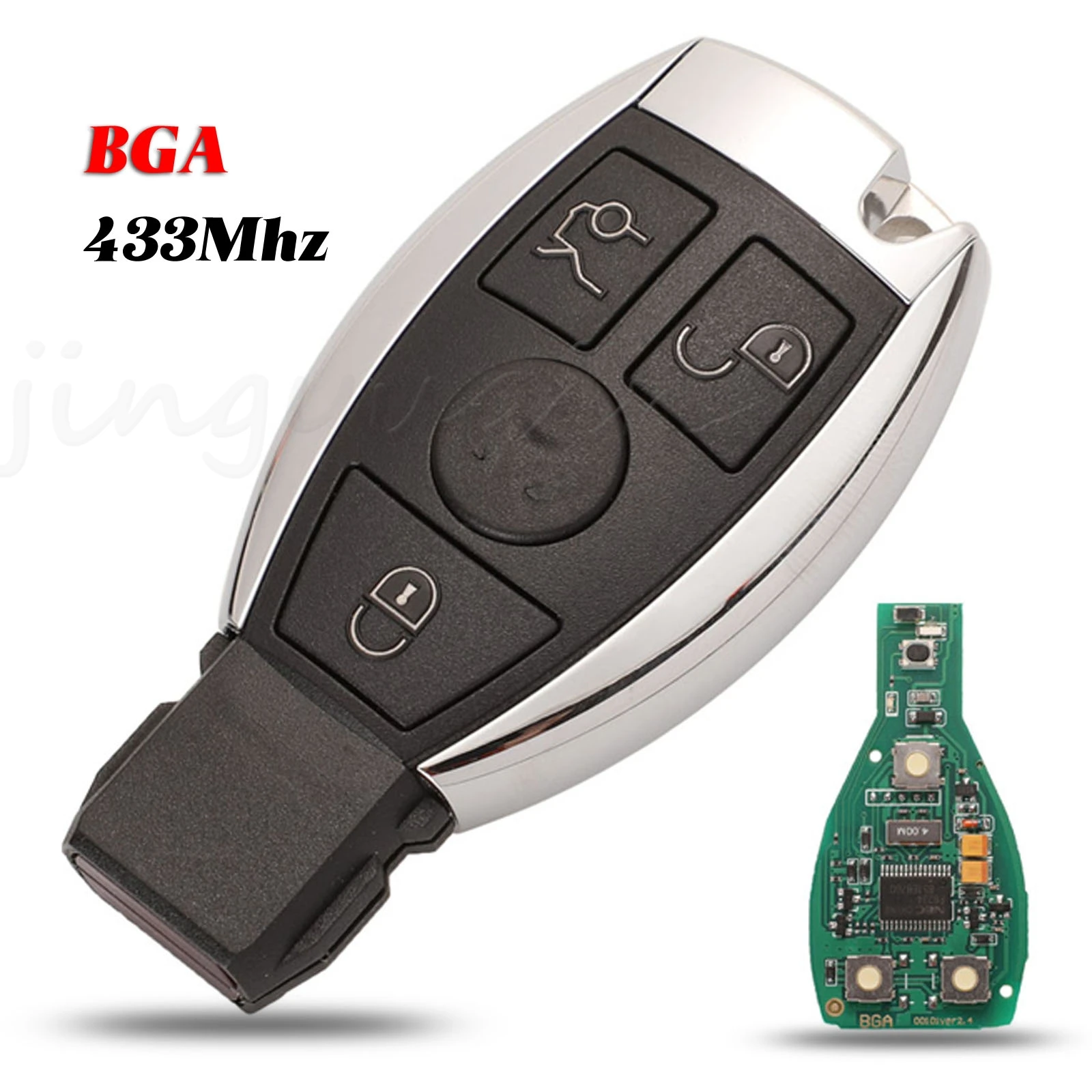 

jingyuqin Smart Key 3 Buttons FSK 433MHz For Mercedes Benz Auto Remote Key Support NEC And BGA 2000+ Year