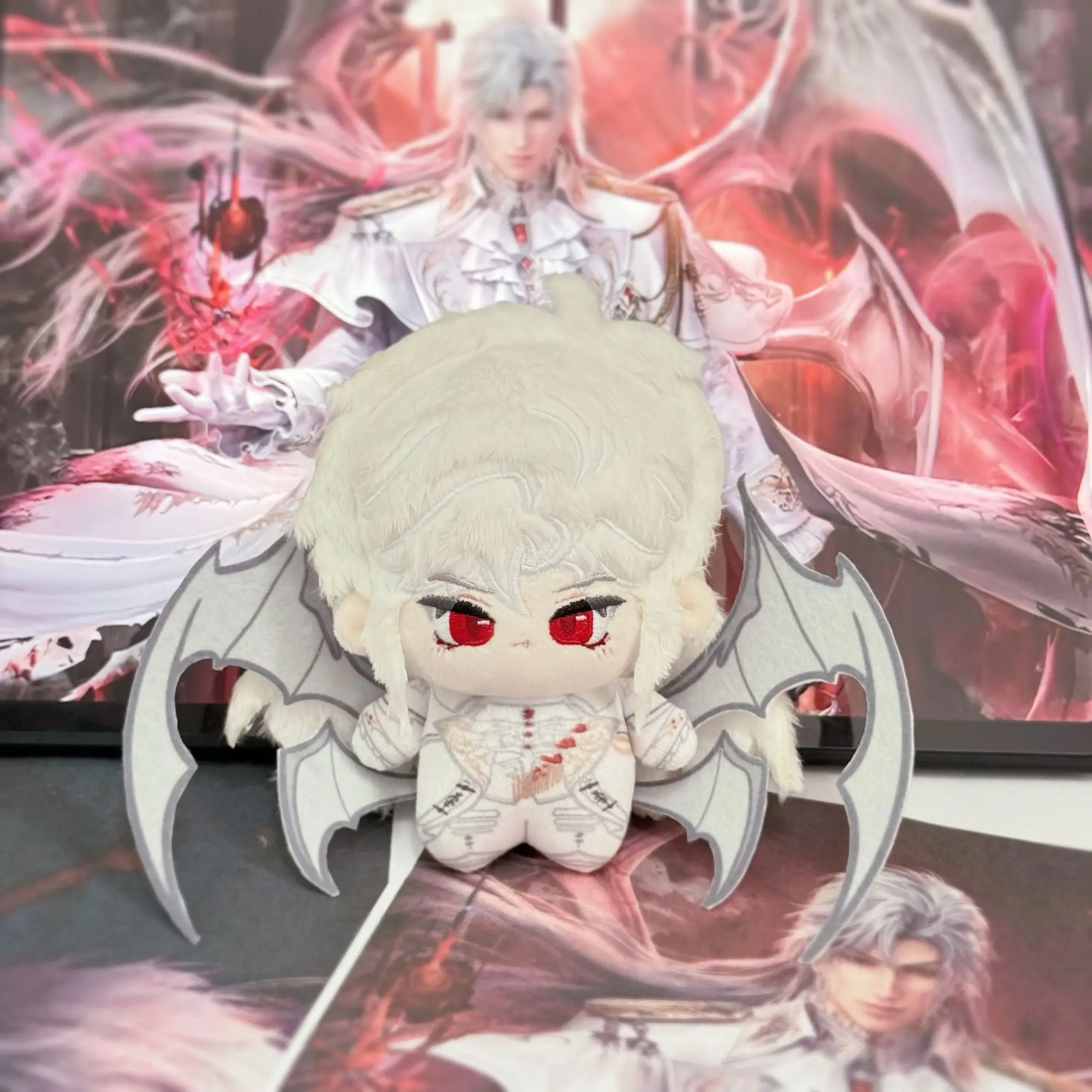 جديد 10 سنتيمتر الحب والفضاء العميق سيلوس أفخم دمية الفضة الجناح الشيطان تأثيري أنيمي لطيف بلوشي ظهره المفاتيح قلادة هدايا عيد الميلاد