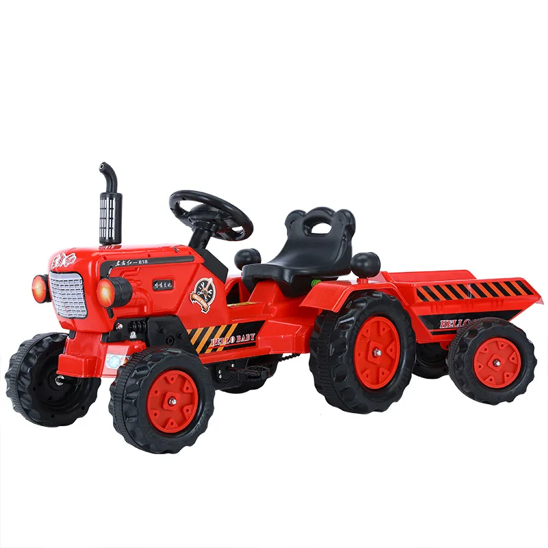 Children's Walk-behind Tractor Four-wheeled Electric Toy Car Sit with A Bucket To Increase The Child's Baby Agricultural Vehicle