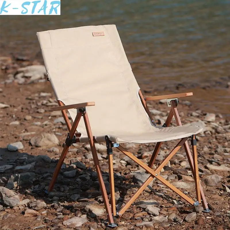 K-STAR Outdoor Folding Chair Lounge Chair Camping Chair Portable Aluminum Alloy Beach Chair Backrest Lunch Lounge Chair New 2024