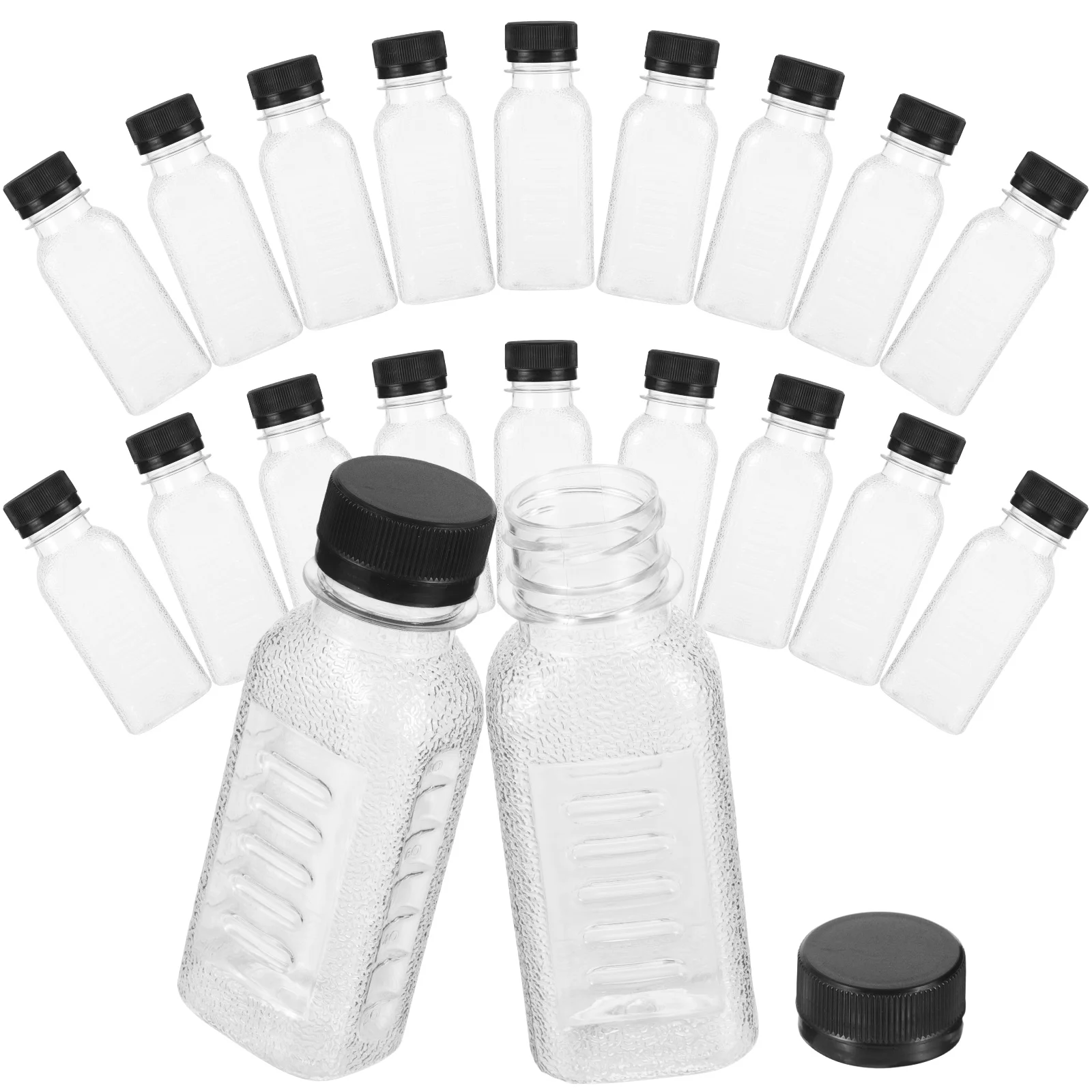 

20pcs Plastic Juice Bottles Reusable Empty Beverage Jugs Multi-Function Transparent Portable Milk Containers Travel Drinks