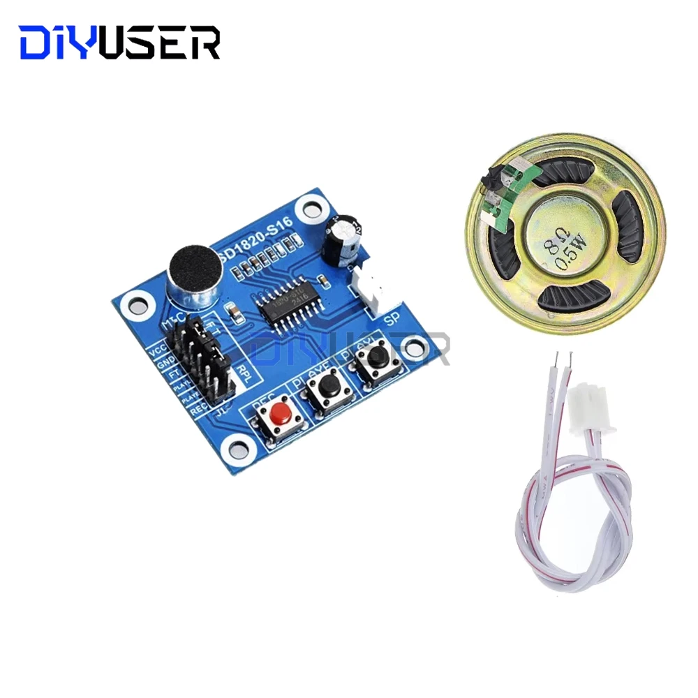 وحدة تسجيل الصوت DIYUSER ISD1820 مع مكبر صوت وصوت ميكروفون