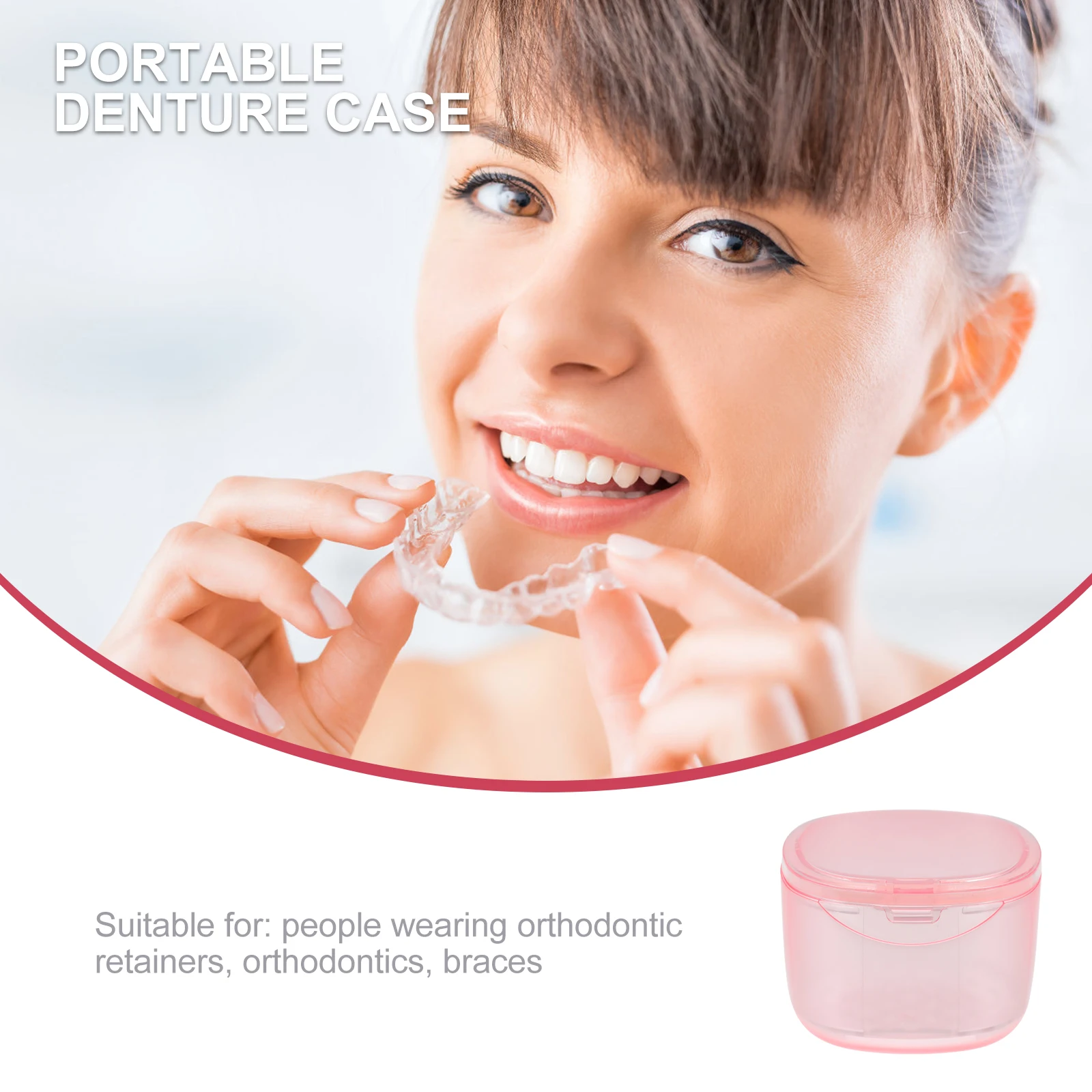 

Braces Cleaning Box Retainer Container Case Denture for Retainers Cleaner Travel PC Holder