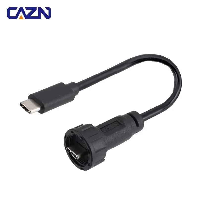 CAZN Waterproof IP67 IP68 Type C Male to Male Overmolded Cable Threaded-type Type-C 3.1 10GB
