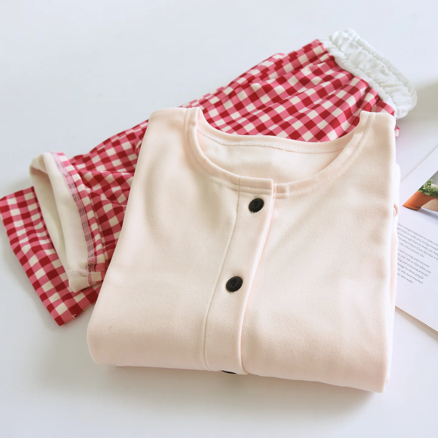 

New Velvet Fleece Home Suit For Women Autumn Winter Sleepwear For Sleeping Long Sleeve Pajamas Pijama Trousers Sets