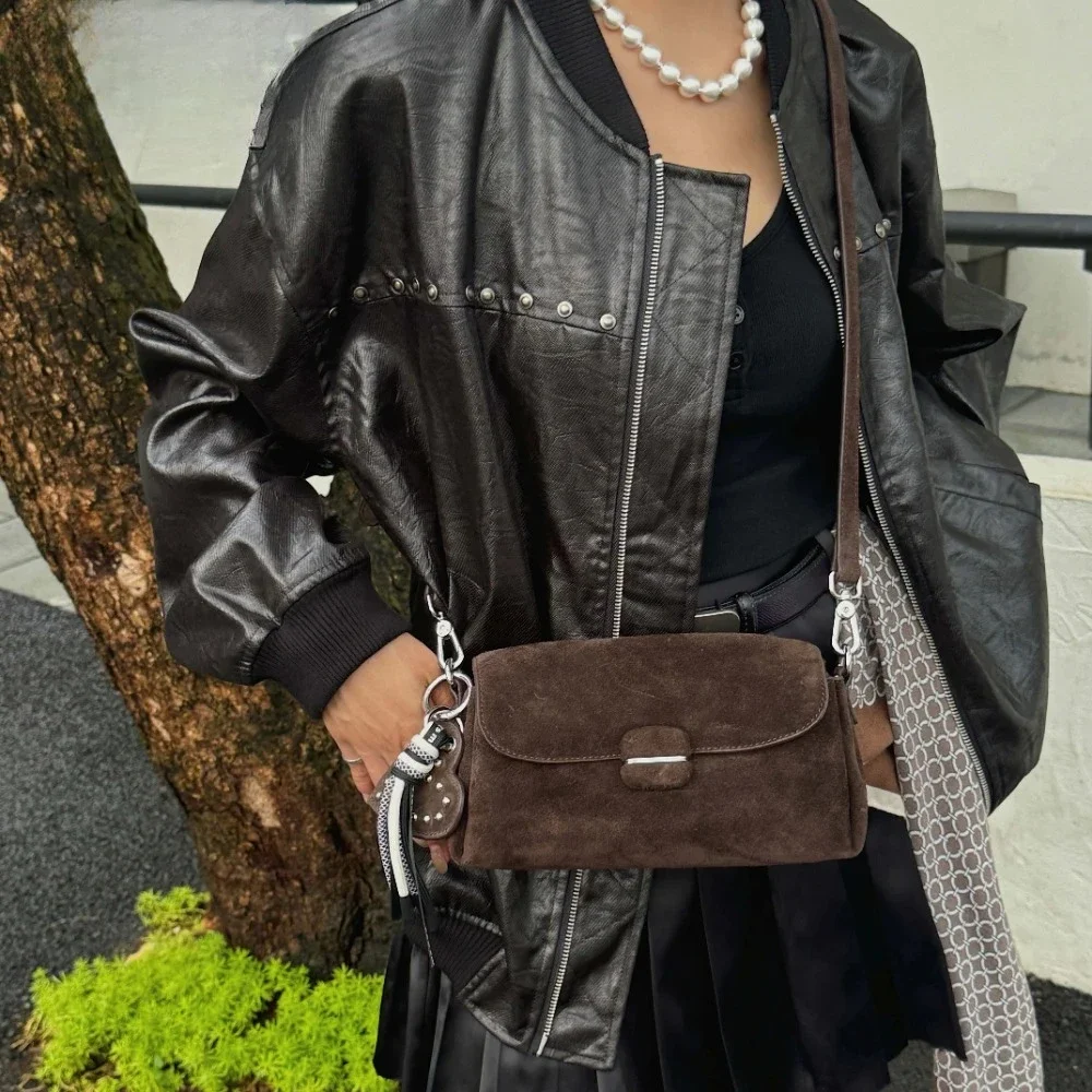 Mini Flap Bags Suede Genuine Small Bag Shoulder Crossbody Messenger Fashion Purse Summer Daily Satchel 2026 New