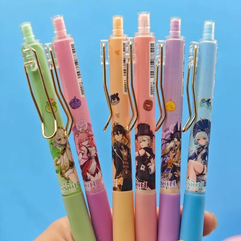 

24PCS/ лот KAWAII GENSHIN пресса гель Пен мило 0,5 мм черные чернильные нейтральные ручки подарочные канцелярские принадлежности канцелярские школьные принадлежности