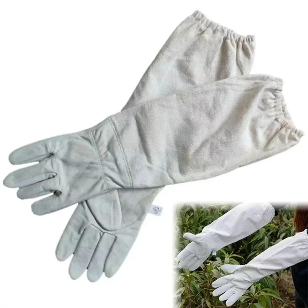 Durable Ventilated Beekeeper Gloves Long Sleeve Canvas Bee Gloves Protective Sleeves for Beekeeping Apiculture