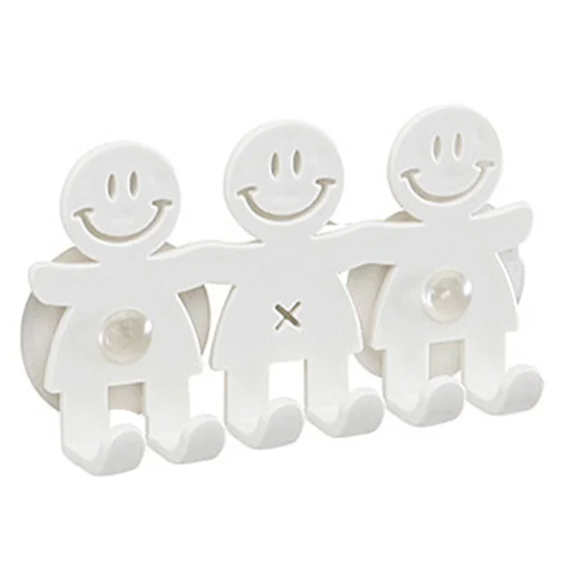 1Pcs Smile Face Bathroom Kitchen Toothbrush Towel Holder Wall Sucker Hook  (Colour: White)