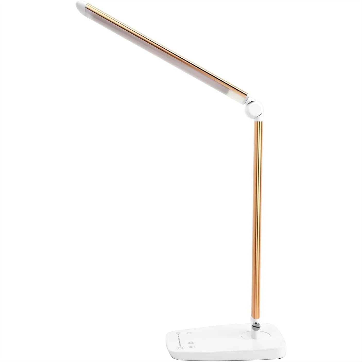 

Dimmable LED Desk Lamp with USB Charging Port, Touch Control Foldable Gooseneck Eye Care Table Lamp, UL AC Adapter, Pink Gold