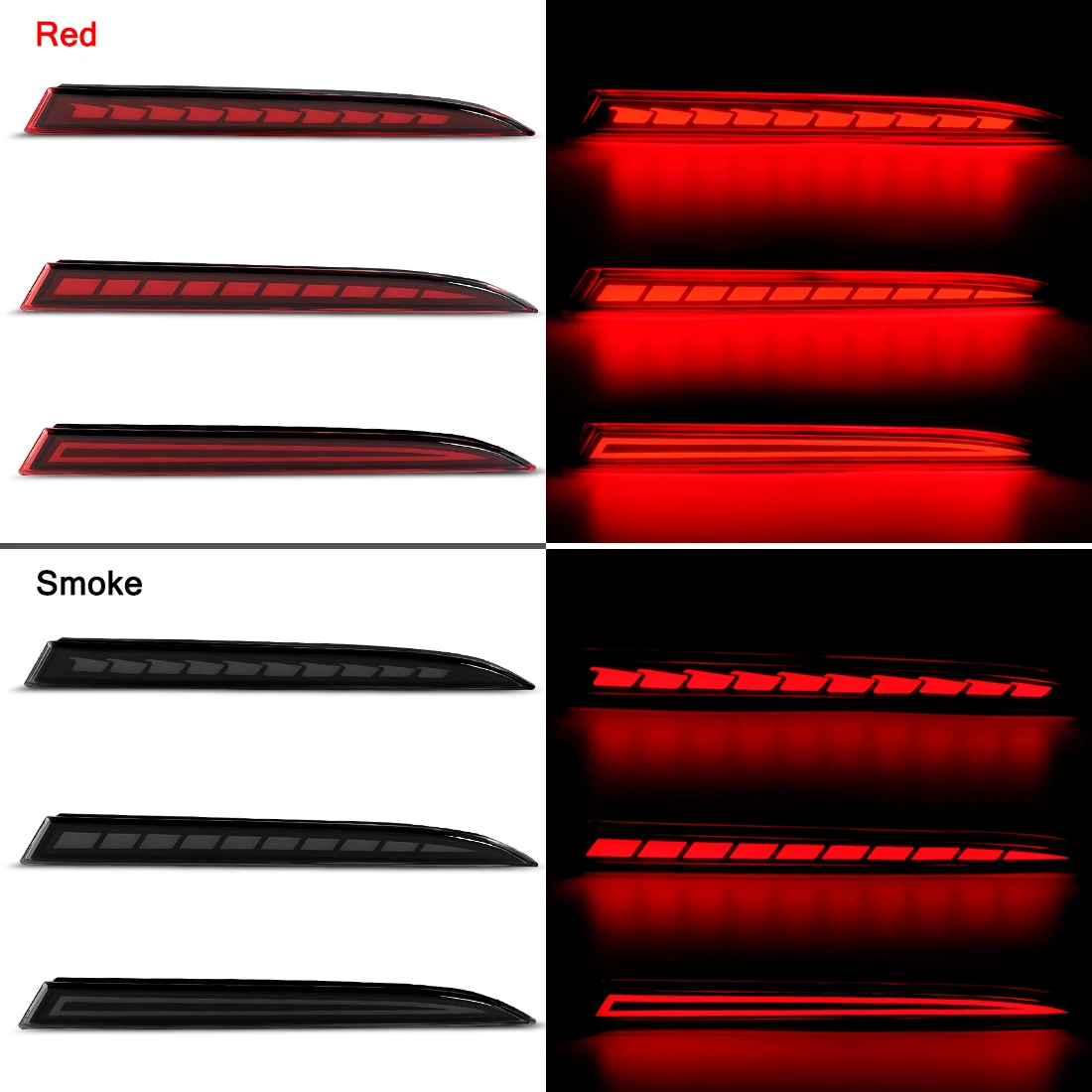 For Honda HR-V 2023 2024 2025 For Honda Accord 2013 2014 2015 LED Rear Bumper Reflector Light 12V Smoked Red Brake Turn Lamp