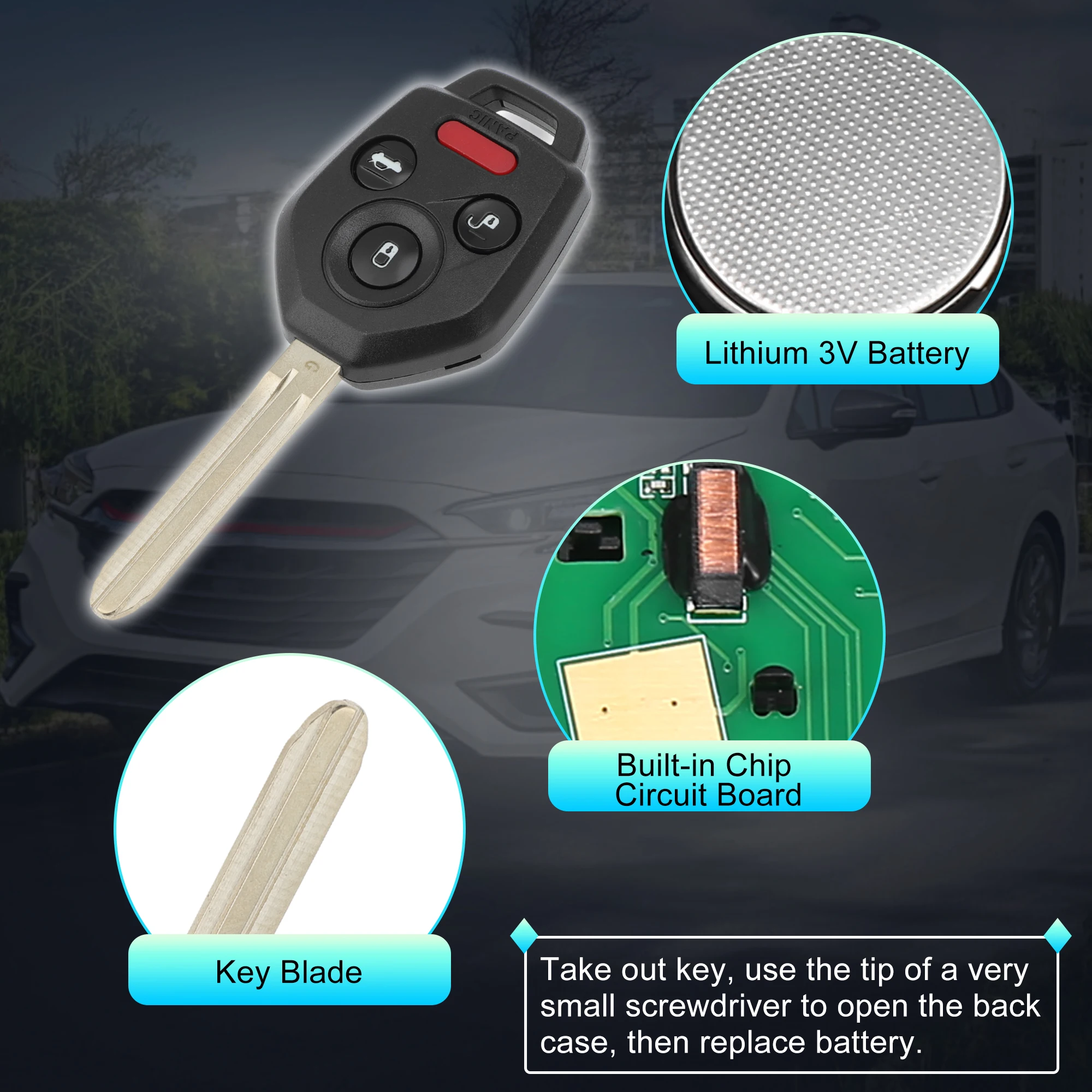 UXCELL CWTWB1U811 Subaru Impreza 2012-2017용 315 MHz 열쇠가 없는 출입 원격 키 Fob