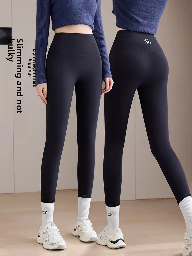 Cintura alta fce forrado calças de yoga feminino elástico controle de barriga levantamento de bunda leggings longas fitn calças ativas