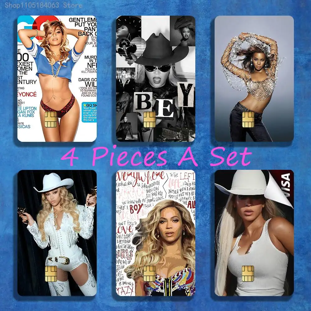 

B-Beyonce Cowboy Bank Credit Cards Bus Pass Stickers Cool Decoration Waterproof 4PCS Card Protective Film