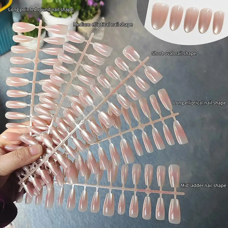 Nail Tips 30Pcs Nude Color Press On French Soft Full Cover Oval Almond Fake Nails Natural Extension Manicure Professional Kit