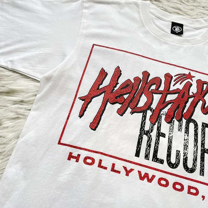 Pure Cotton Short Sleeve T-Shirt Unisex Youth Fashion Summer Standard Fit round Neck Hellstar Studios Record Male Female Model