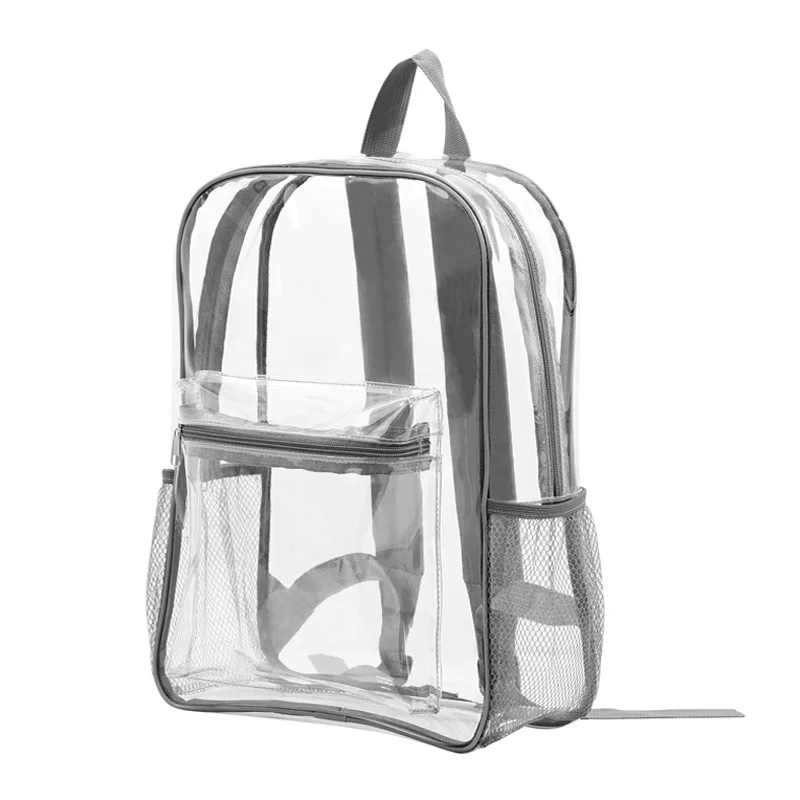 Neuankömmling benutzer definierte Name transparente PVC-Rucksack Outdoor-Sport transparente wasserdichte Reisetasche personal isierte PVC-Rucksack
