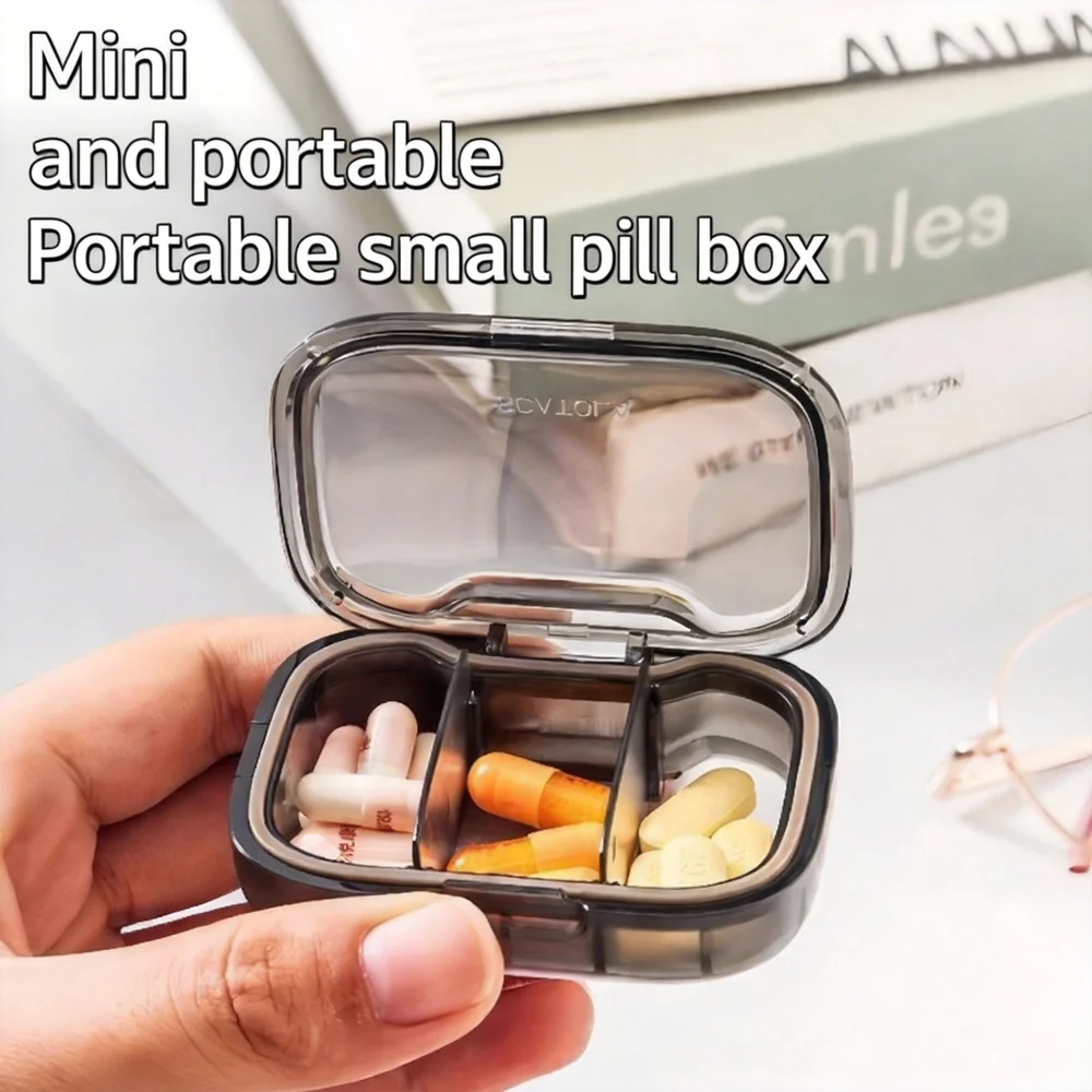 Mini Medicine Pills Box 3 Compartment Portable Tablet Container Box Sealed Moisture-proof Pills Organizer Tablet Container Box
