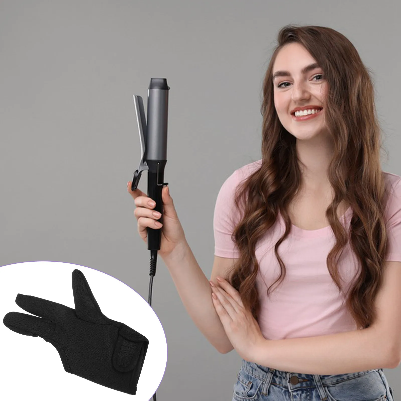 Heat Protection Three Finger Gloves Thick Insulated Hairdressing Gloves Safe Hair Styling Curling Iron Mittens view 2