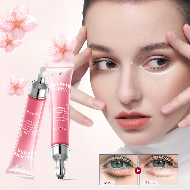 Sakura Collagen Firming and Elastic Eye Cream, Anti-Wrinkle, Remove Dark Circles, Reduce Eye Bags, Tighten, Lift and Nourish Eye