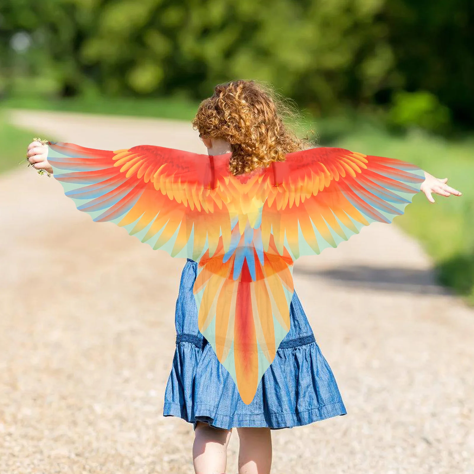 

Parrot Wings Cape Costume Props Kids Blue M Toddler Bird Wing Dress Halloween Party Stage Performance Decorative Cloak Accessory