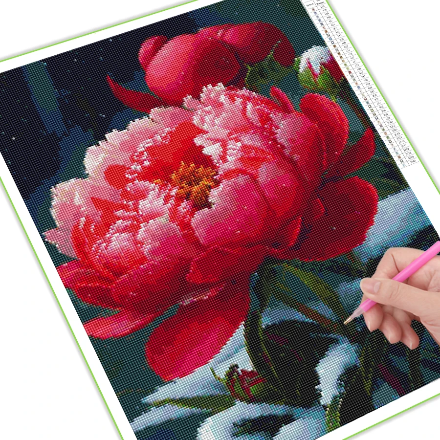 Fresh Flower Diamond Painting New Collection Colorful Peony Diy Full Mosaic Arts Rhinestone Embroidery Picture Wall Decor AA4888