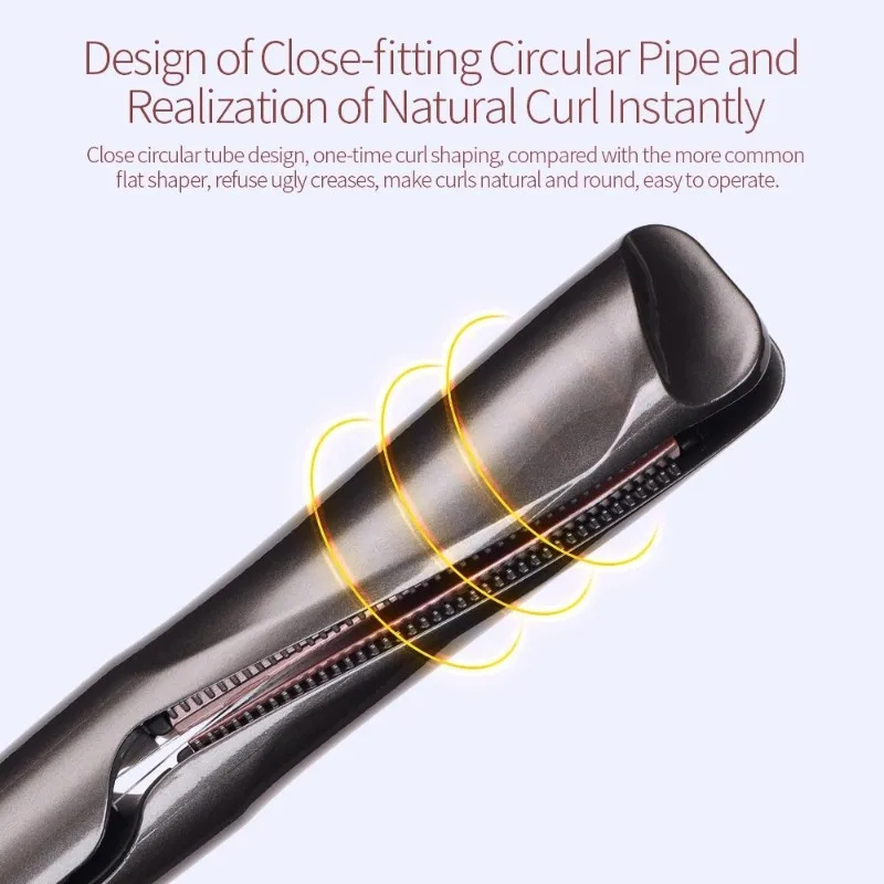 【OFF SHELF】Rotating Temperature Control Tourmaline Hair Styler-Curler, Straightener& Waver With LCD Display-EU Plug Incl