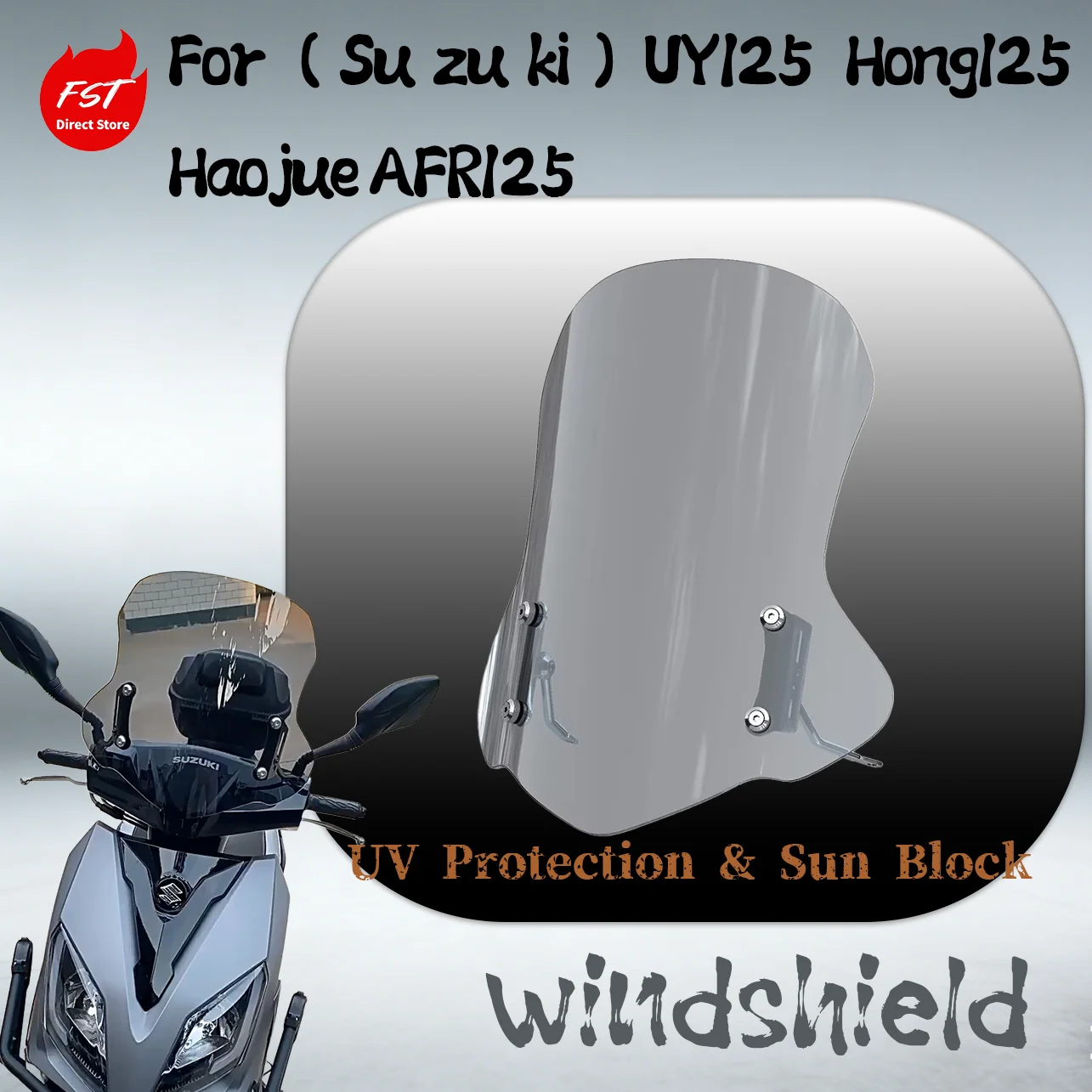 

Premium Quality Scooter Windshield Perfect Replacement for Suzuki UY125 Haojue AFR125 Hong125