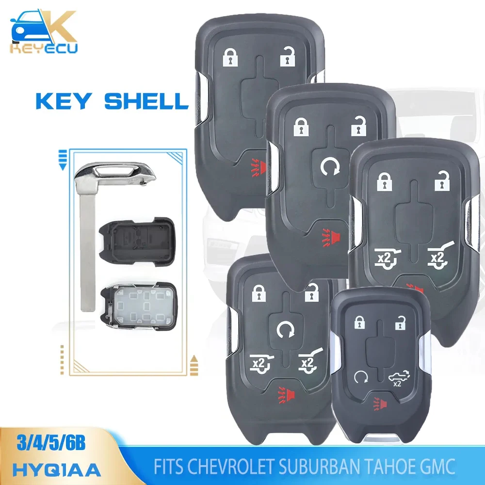 KEYECU 3/4/5/6 Button Smart Prox Remote Key Shell Case Housing Fob for Chevrolet Suburban Tahoe GMC Acadia Terrain HYQ1AA