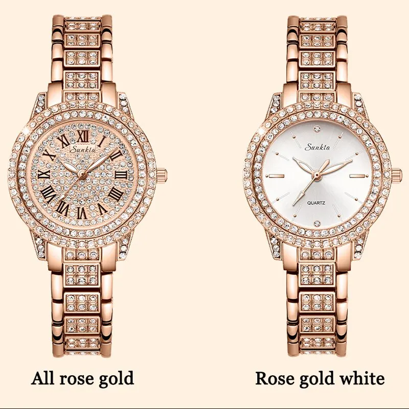 New Gold Women Watches Creative Steel Women Bracelet Wrist Watches Ladies Fashion Waterproof Female Relogio Feminino