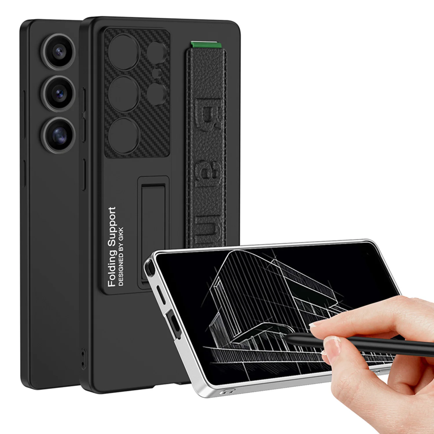 Ultra fino duro pc à prova de choque fosco capa de telefone para samsung galaxy s25 s24 s23 s22 ultra s25 plus caso com suporte alça de pulso