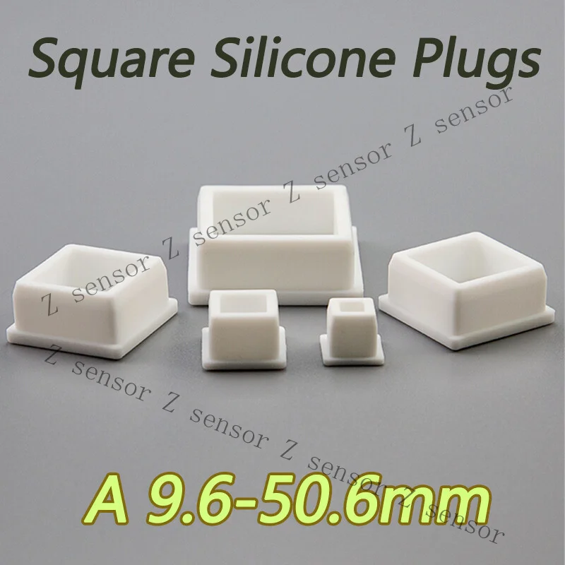 Z+ Square Silicone Rubber Plug Dustproof Waterproof Seal Top Plug White 9.6-50.6mm