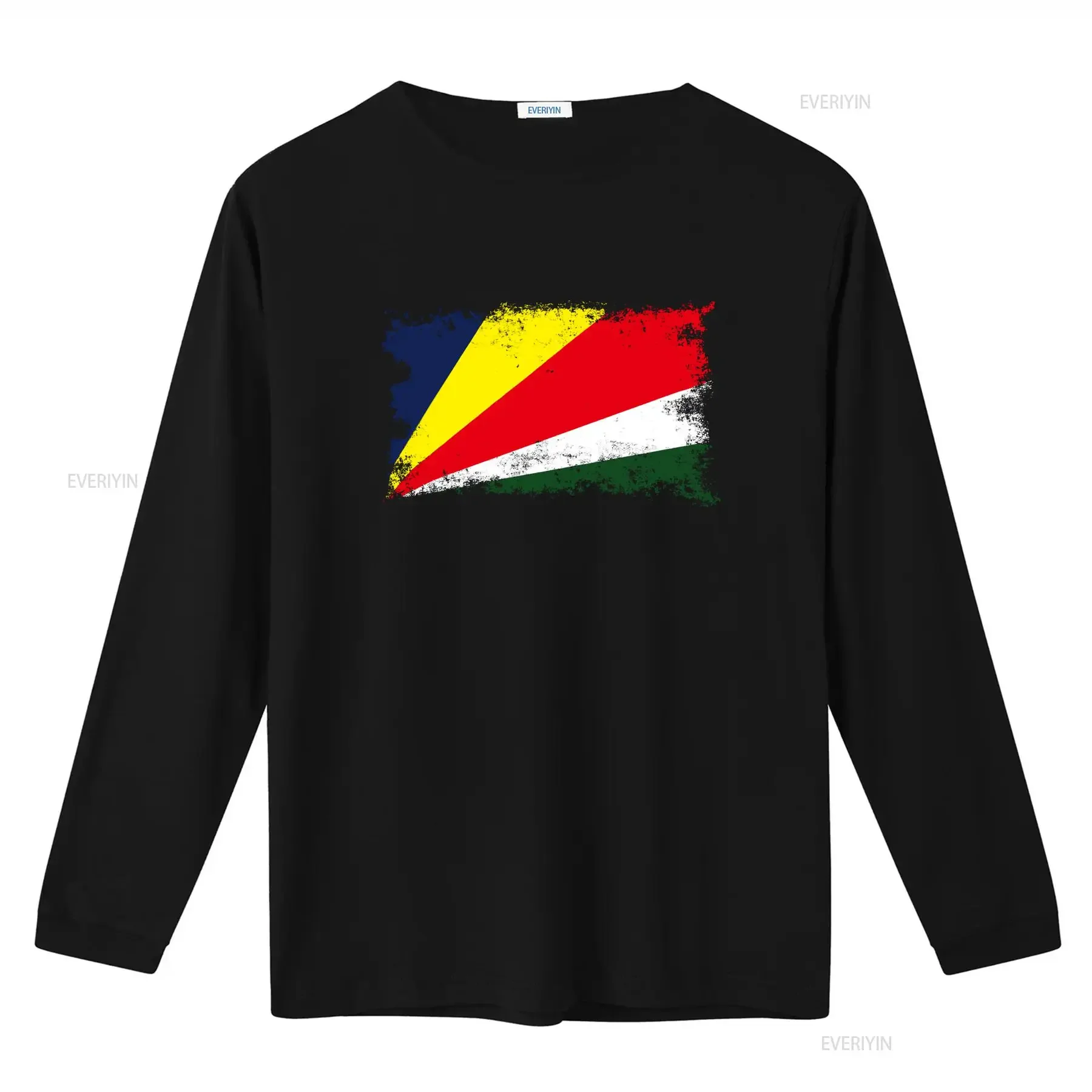 Seychelles Distressed Flag Men's T Shirt Sesel Unique Design for Patriotic Style vintage Washed Unisex homme graphic Versatile