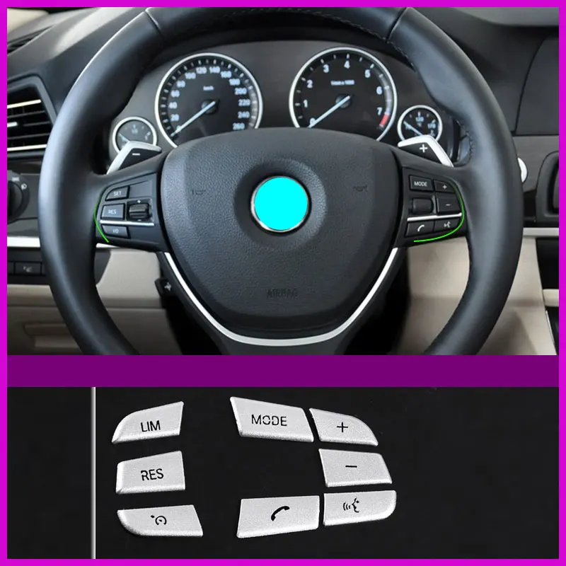 For BMW 5 And 7 Series Steering Wheel Button Stickers On Both Sides Of The Aluminum Alloy 8-Piece Car Accessories Button Repair