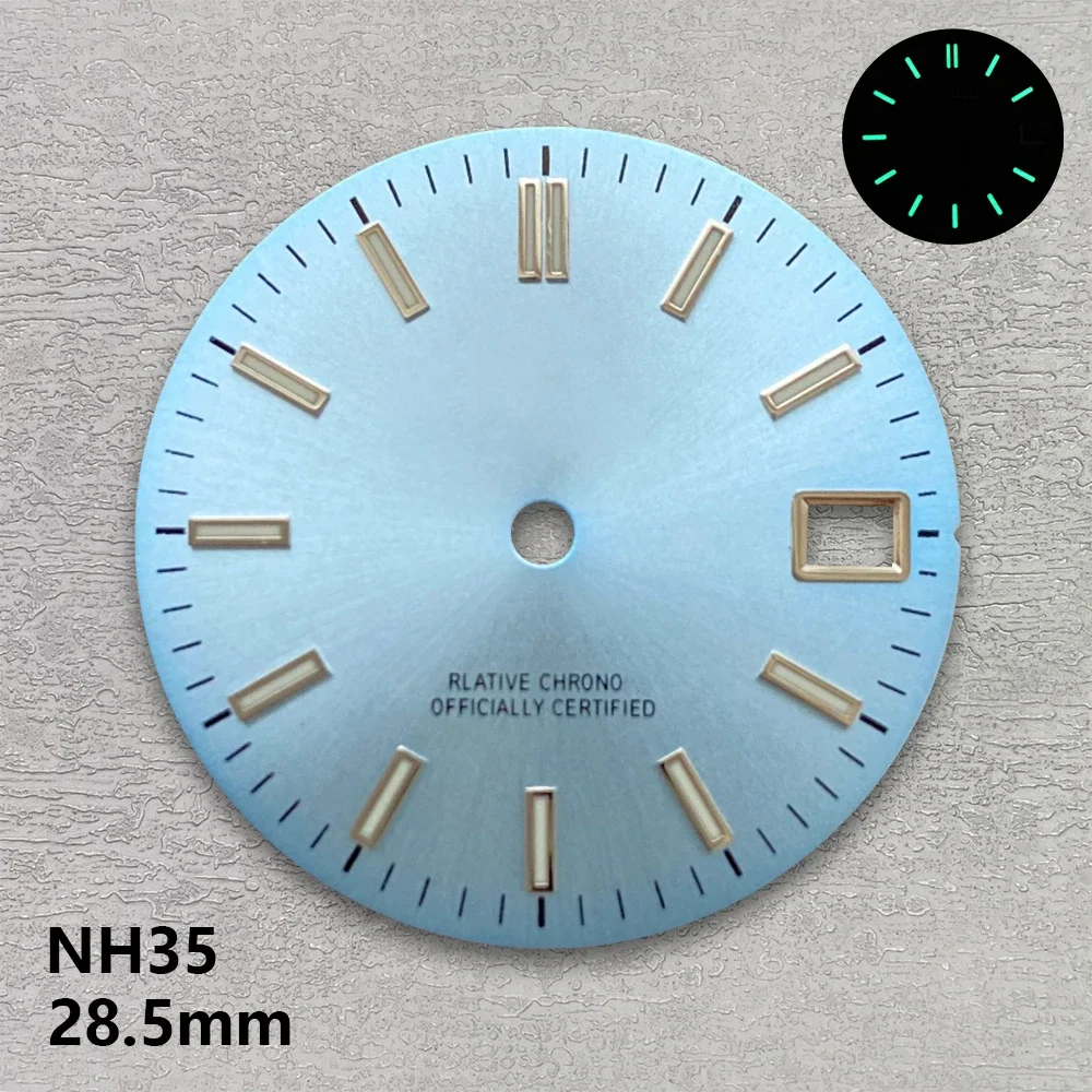 28.5mm NH35 Sunray Dial Suitable For Datejust NH35/NH36/4R/7S Automatic Movement Green Luminous Watch Modification Accessories