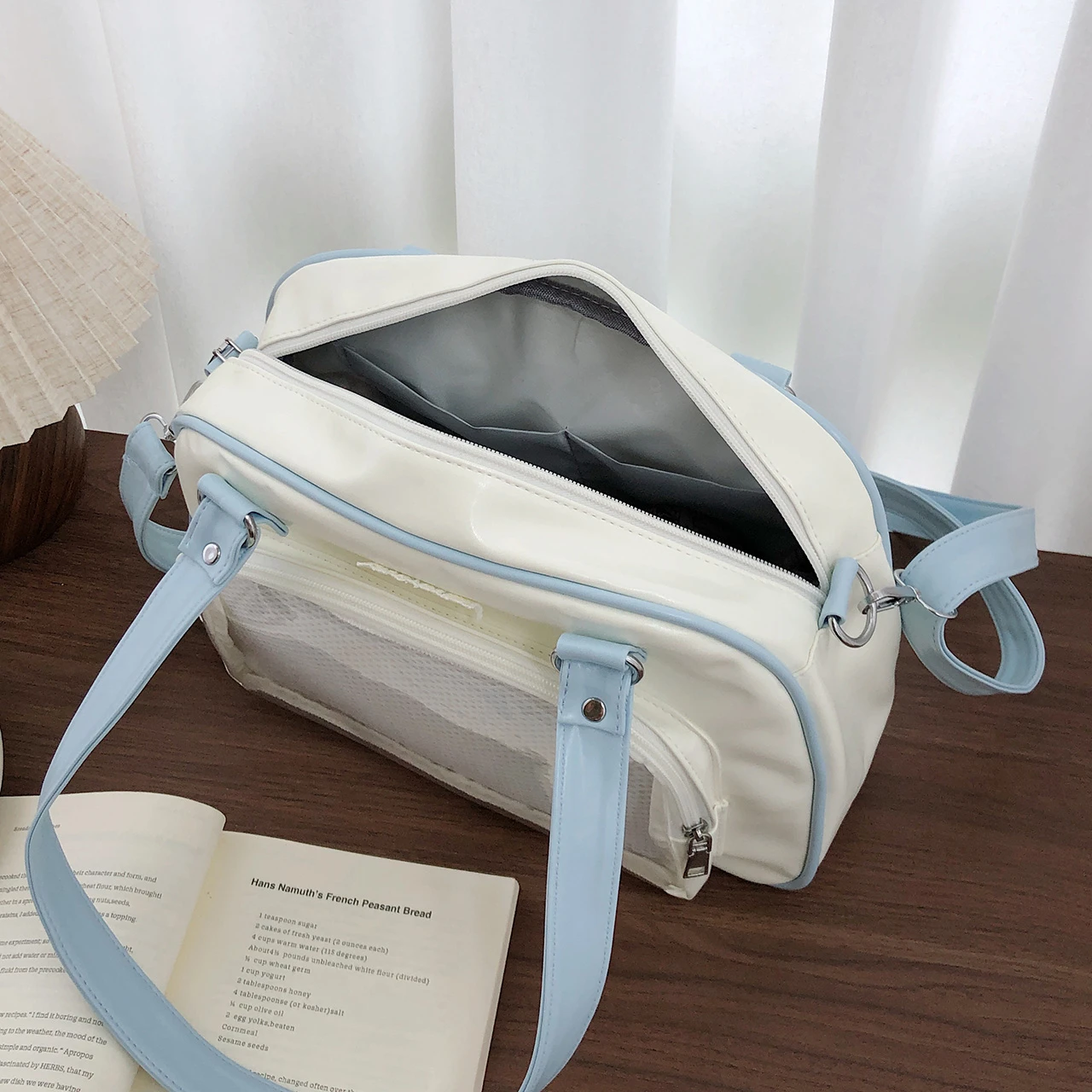 Japanese Sweet Style Ita Bag Soft PU Leather Clear Window Handbag Anime Badge Display Shoulder Bag Girls Casual Crossbody Purse