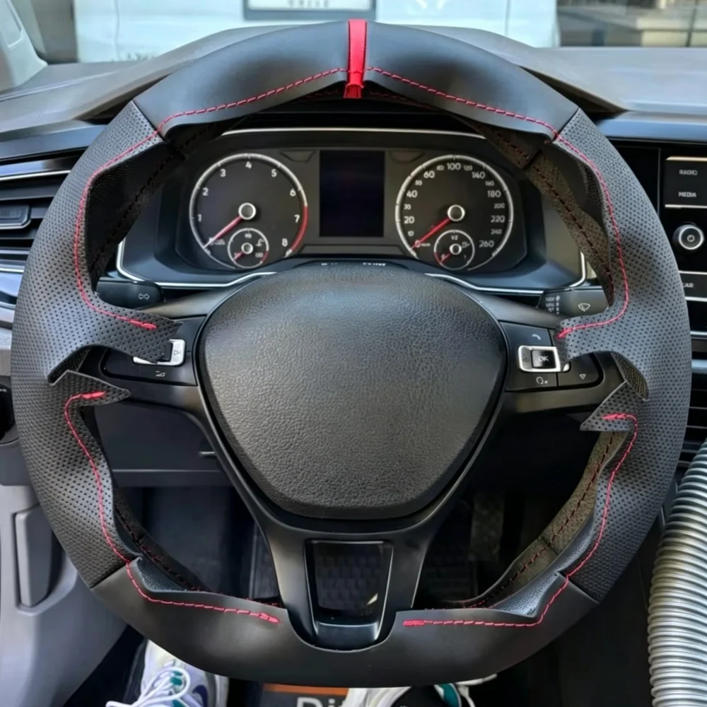 

Чехол на руль автомобиля из микрофибры и кожи для Golf 7 Mk7 Touran Up New Jetta Passat B8 Tiguan, аксессуар для интерьера автомобиля Volkswagen Polo