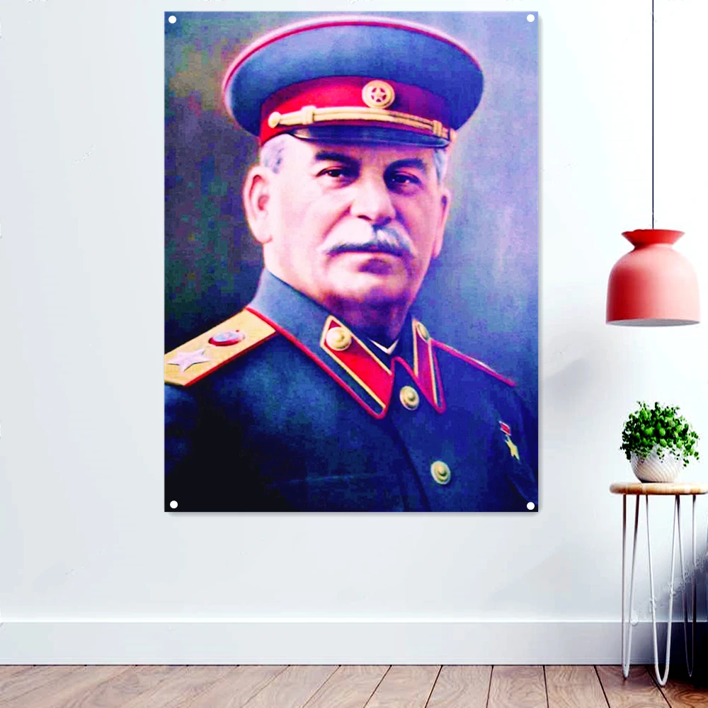 Joseph Vissarionovich Stalin Communist Revolution Flag Banner Wall Art Poster Tapestry USSR Russian CCCP Propaganda Pictorial