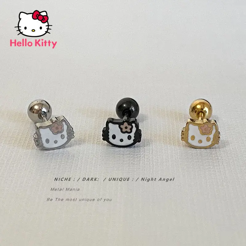 

TAKARA TOMY Hello Kitty Sterling Silver Stud Earrings 925 Silver Needle Hypoallergenic Diamond Earrings Girls Ornaments