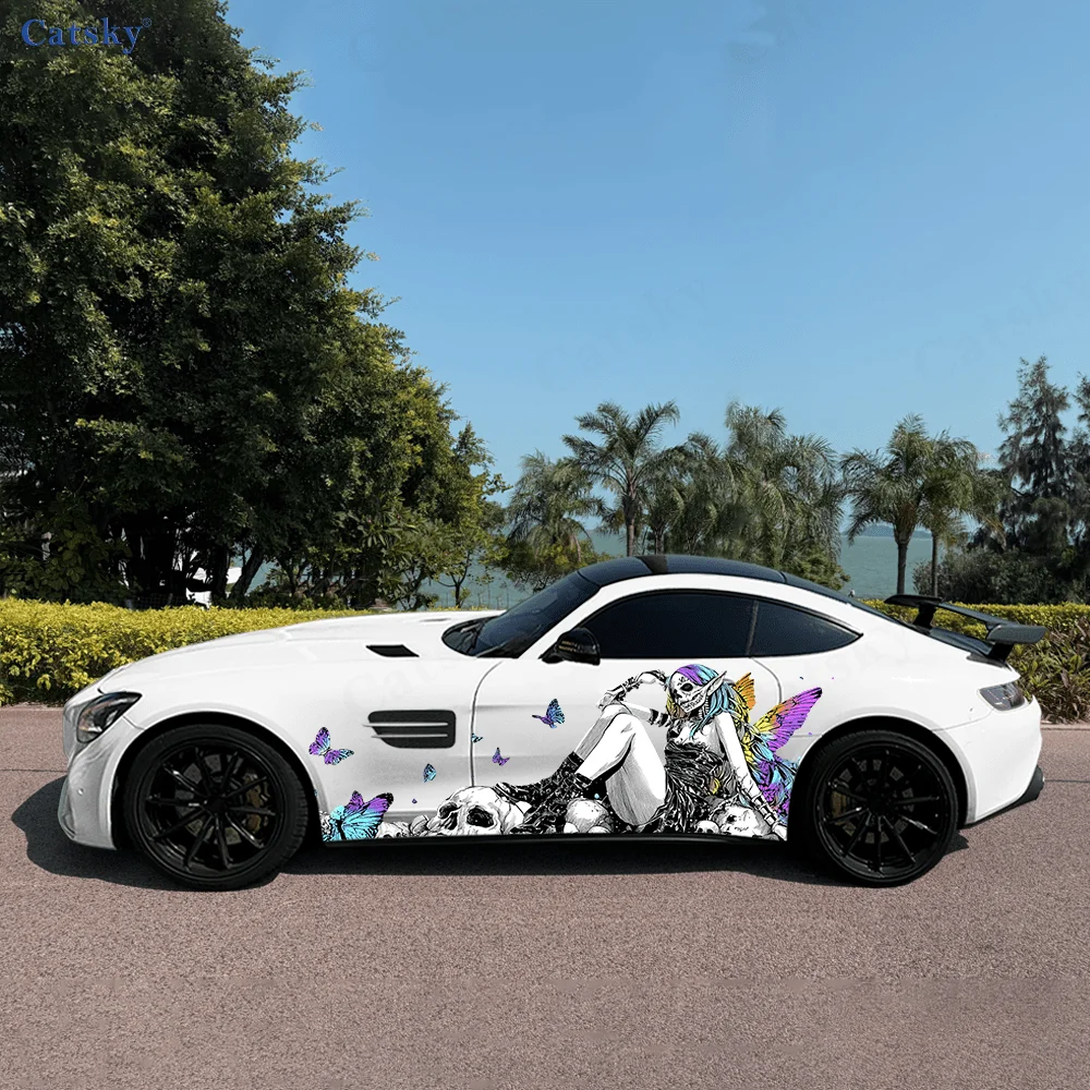 

Gothic Fairy Skull Butterfly Car Vinyl Wraps Decal Self-adhesive PVC Sticker Suitable for Trucks SUV Decor Auto Accessories Gift